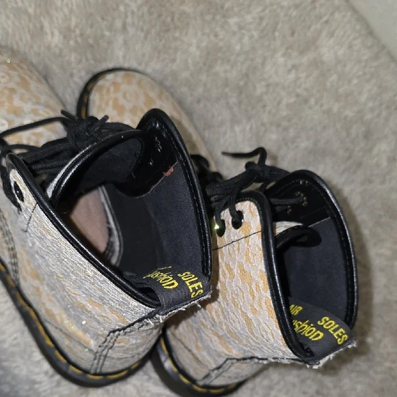 Dr. Martens Lace And Gold GlitterBoots Made In England